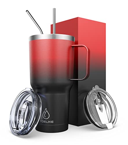 Yoelike 32 Oz Tumbler With Handle And Lid And Straw, Stainless Steel, Vacuum Insulated Iced Coffee Tumbler Cup, Leak-Proof Travel Mug, Dishwasher Safe - Keep Cold 24Hrs And Hot 12Hrs #TOP1
