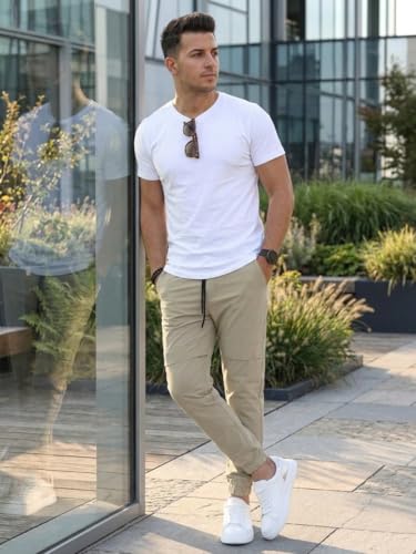 Image of ANNI Designer Men Cargo Pants Cotton Solid | Cargo Pants for Men | Mens Cargo Trouser | Multi Pocket Cargo Pant Regular Fit | Casual Stylish Bottom Wear for Mens Comfortable Clothing