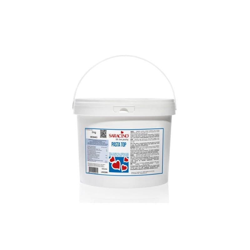 Saracino Pasta di Zucchero TOP Bianca per Copertura, 5 kg Senza Olio di Palma, Grassi Idrogenati e Addensanti Artificiali, Aromatizzata alla Vaniglia