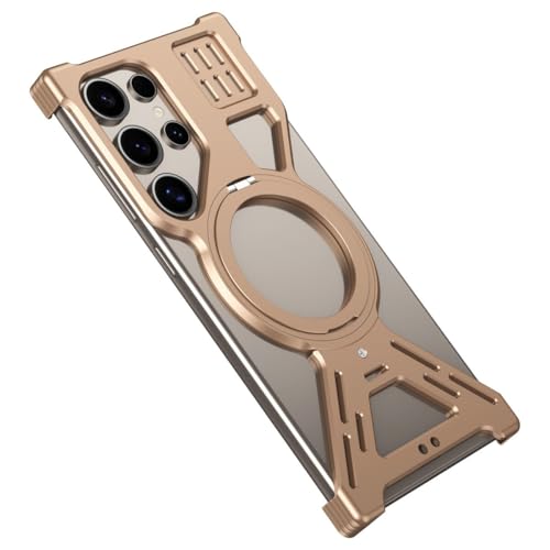 Coque Samsung S23 Ultra housse métal sans cadre avec anneau doré