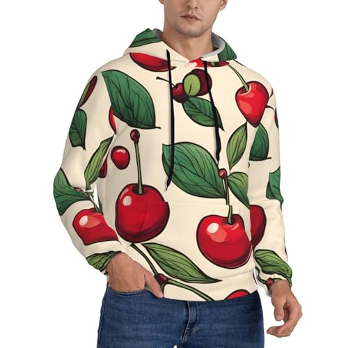 Sweat à capuche noir pour homme imprimé Cherry 2 en taille 4XL vêtement confort toutes saisons