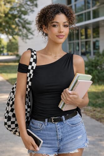 Image of London Hills Off Shoulder Tshirt for Women | Off Shoulder Top for Women Stylish | Concert Tops for Womens | Tops for Women Western | Tops for Woman | Women T-Shirts | Women's One Shoulder Top