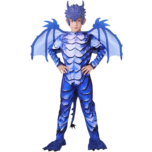 XIEXIESHER Drachenkostüm für Kinder, Kostüm Flugsauren, Unisex, Drachenwindelanzug, Tieranzug für Kinder von 4-6 Jahren, Jungen, Mädchen, Karneval, Halloween, Cosplay (110 cm)