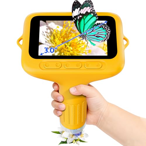 Digitales Mikroskop für Kinder, SKYBASIC Mini-Mikroskopkamera mit 3,0-Zoll-IPS-Bildschirm, 1000-fachem Zoom, tragbares Kindermikroskop, PC-kompatibel, Geburtstagsgeschenk für Kinder von 6-12 Jahren