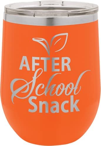 PhineFinds Funny Novelty Women Teacher Appreciation Gifts - After School Snack - 12oz Stainless Steel Tumblers - Vacuum Insulated Seamless Steel Tumbler with Lid and Straw Orange