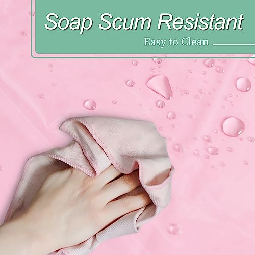 Mrs Awesome Clear Pink Shower Curtain Liner With 3 Magnets,72X72 4G Peva Lightweight & Waterproof Plastic Shower Curtain For Bathroom, 72 X 72,Clear Pink #TOP1