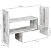 MyGift Adjustable Whitewashed Solid Wood Desktop Storage Organizer Display Shelf Book Rack, Office Desk Bookshelf