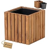 HOMERZO Fioriera in legno - impermeabilizzata e resistente agli agenti atmosferici - con inserto in plastica rimovibile - Vaso per piante e fioriera per balcone, giardino, terrazzo (Verticale marrone
