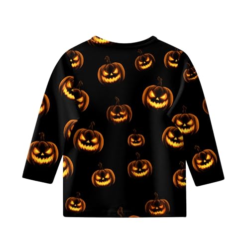 Halloween Shirts for Girls Pumpkin 3/4 Sleeve Fall Casual Shirts Cute Funny Bat Crew Neck Tops Slim 3/4 Sleeve Clothes2