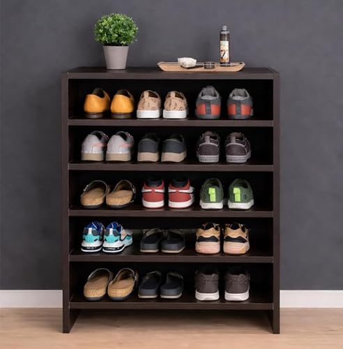 Image of Enigmatic Woodworks Wooden Shoe Rack for Home, Shoes Chappal Slippers Organizer Stand, Small Shoerack Organiser DIY (Do it Yourself) (SR-6T Wenge)