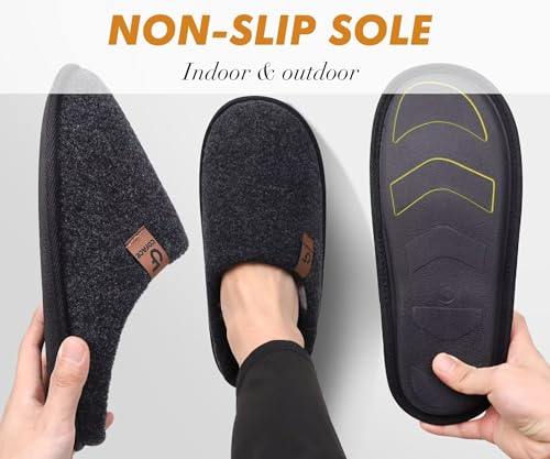 COFACE Mens Cozy Memory Foam Scuff Slippers Casual Slip On Warm House Shoes Indoor/Outdoor Felt Sandal Slipper Size 7-154