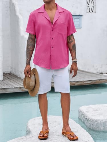 Runcati Mens Button Down Shirt Casual Cuban Short Sleeve Yoga Hippie Summer Beach Tops4