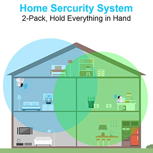 TENVIS Home Security Camera - 1080P FHD Pet Cameras (2-Pack), Home Security System with Motion Detection, Two-Way Audio, Night Vision, PTZ, Indoor Surveillance System and Remote Monitor for Baby/Pet