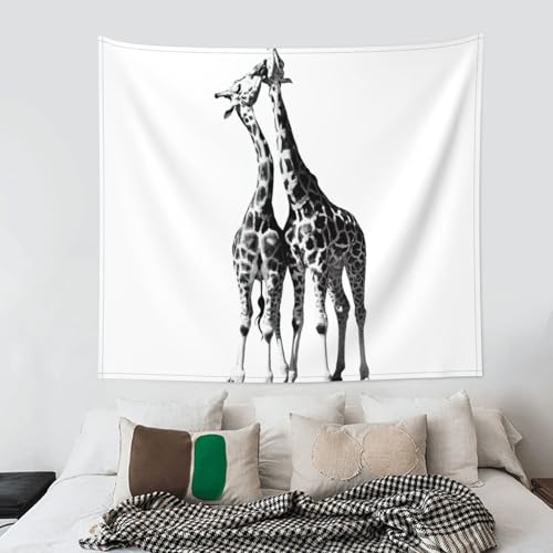 Grande tapisserie girafe africaine décoration murale suspendue chambre adulte et ado 152x130 - 4