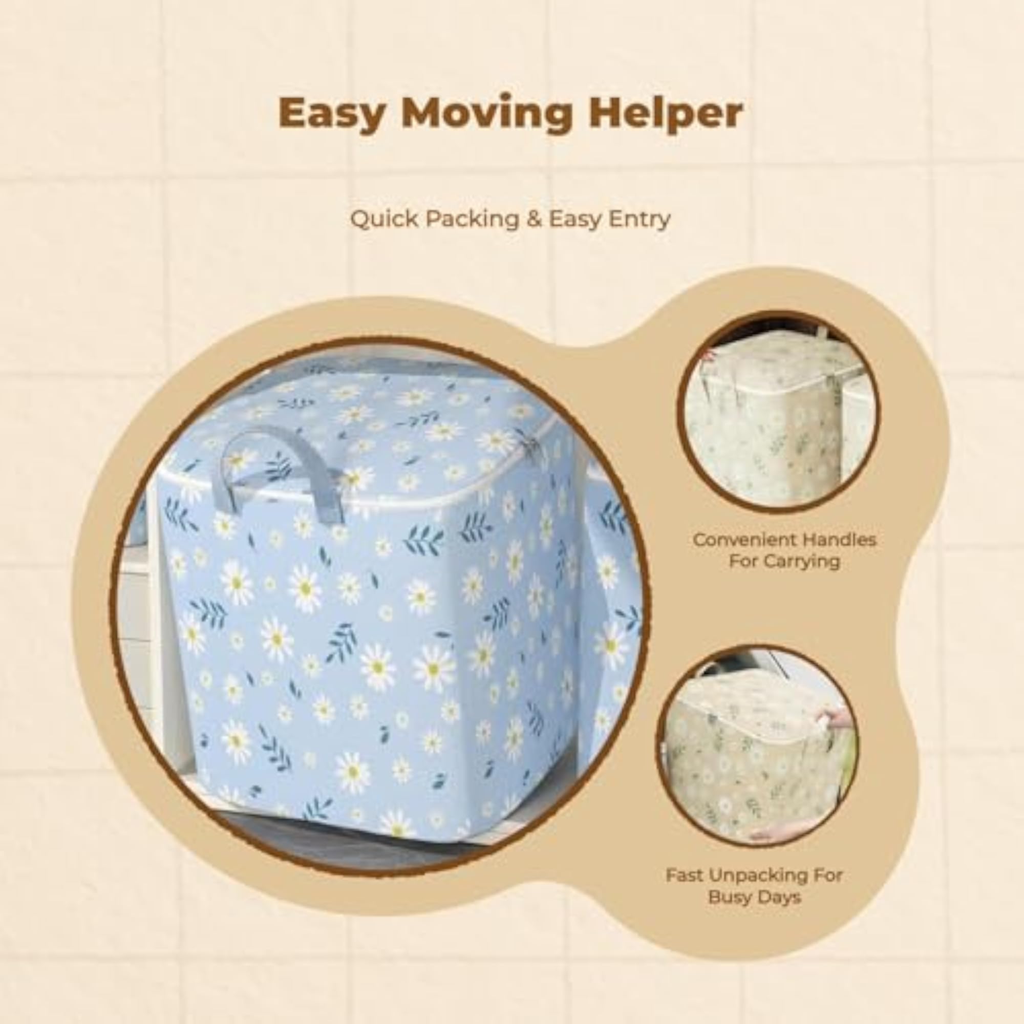 Large Clothes Storage Bag, Sturdy Moving Tote Organizer