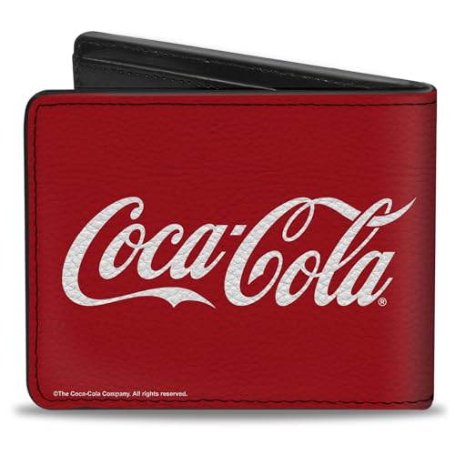 The Coca-Cola Company Wallet, Bifold, Coca Cola Coke Script Logo Repeat Red White, Vegan Leather2