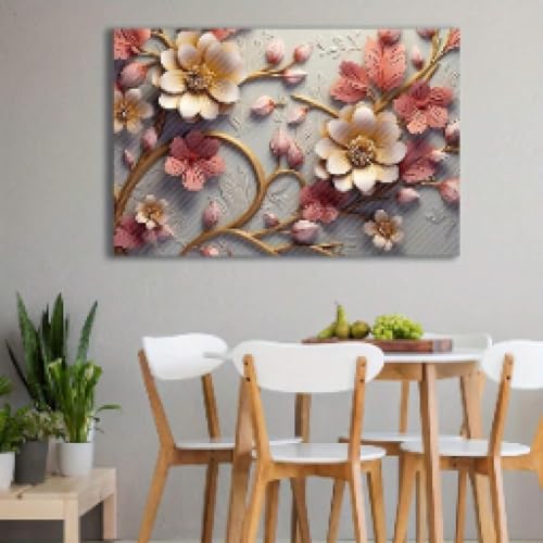 Cadre fleurs botaniques 40x60 cm pour habiller un mur vide toile