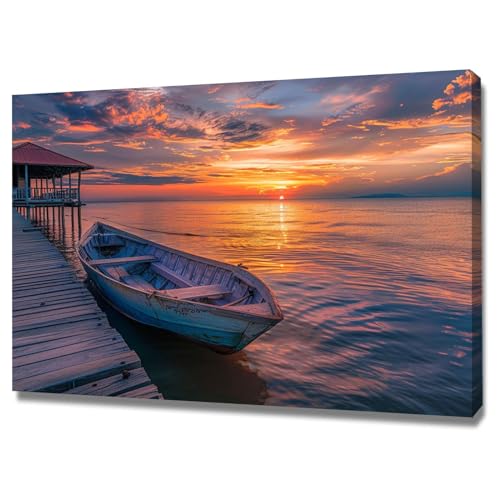 Impression sur toile de paysage marin premium, tableau encadré 60x80cm de bureau