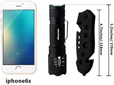 morpilot Tactical Flashlight Pocket Knife Set, 5 Mode Brightest Handheld Tactical LED Torch & 5 in 1 Portable Tactical Knife Outdoor Multitool for Camping Hunting Backpacking Fishing