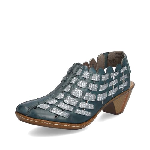 Image of Rieker 46778 Sina Women's Heels - Sling-Backs, Leather Upper, Hand-Woven Design, Anti-Stress Comfort, Flexible Sole, Secure Fit, and Timeless Everyday Style