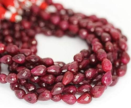 1 Strand Ruby Tear Drop Faceted 10'' Long Strand Gemstone Beads, Jewelry Supplies for Jewelry Making, Bulk Beads, for Meditation Jewellery Gemstone Size 10mm to 11mm