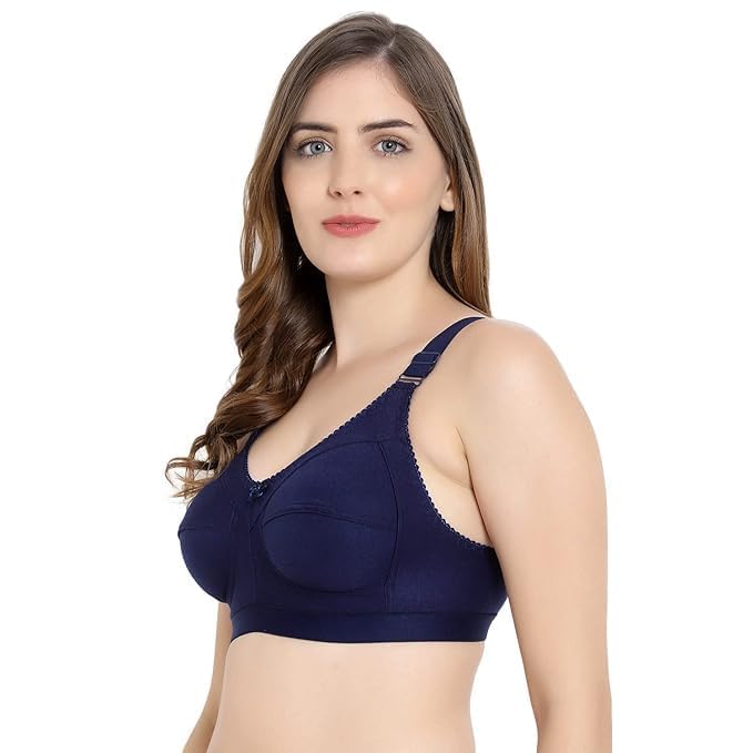 Image of Women's Cotton Blend C-Cup Non-Padded Heavy Bust Seamless Minimizer Full Coverage Non-Wired T-Shirt Everyday Bra Combo Pack of 3