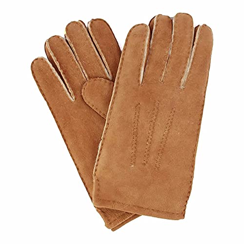 Guantes invierno hombre de piel de oveja talla L ideales para paseos urbanos canela