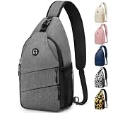 Pritent Crossbody Bags for Women Men Trendy Sling Bag Bakpack Casual Chest Bag with Convertible Shoulder Strap Travel Cross Body Bag for Hiking Traveling Outdoors(Light Grey)