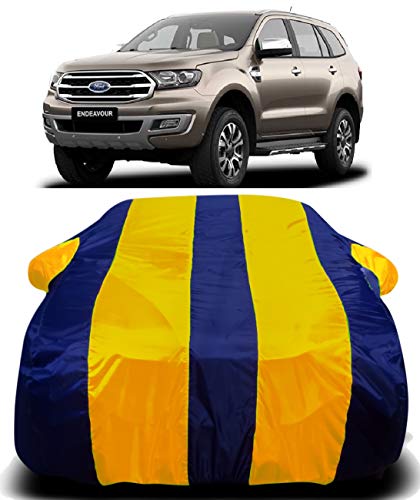 Image of Waterproof Car Cover with Ultra Surface Body Protection (Yellow Stripes) (Ford Endeavour)