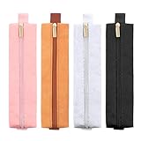 DIVINA VITAE 4 Pcs Elastic Pen Holder for Notebook 4 Colors Pencil Case with Adjustable Band Pen Sleeve Pouch Journal Pencil Holder Zipper Bag for Notebook Planners Binders Journals Book
