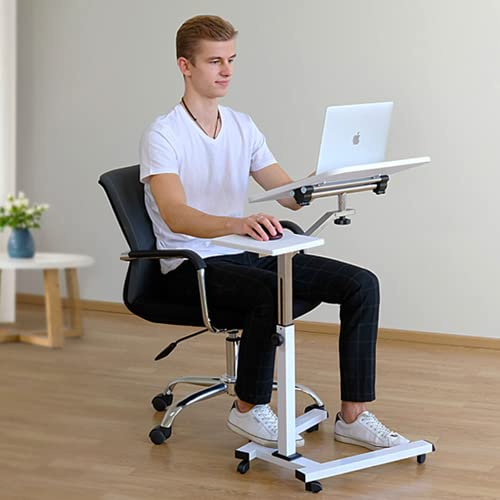 Tatkraft Like Portable Laptop Desk With Mouse Pad, Rolling Computer Stand With Adjustable Height, Sturdy And Ergonomic, White #TOP6