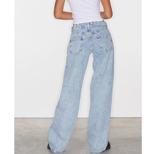 Giraropa Women Y2k Low Rise Jeans Vintage Baggy Straight Wide Leg Boyfriend Jeans Casual Loose Fit Long Denim Pants3