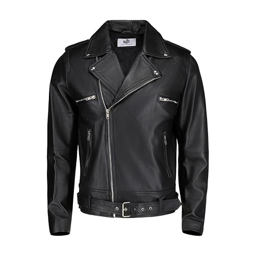 Image of TLC Mens Leather Motorcycle Jacket | Genuine Lambskin Asymmetrical Style Black Leather Biker Jacket Men