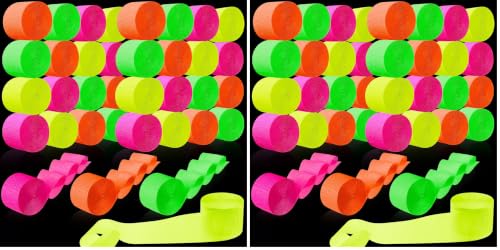 Image of Outus 1181ft Halloween Glow in The Dark Party Streamers Neon Crepe Paper