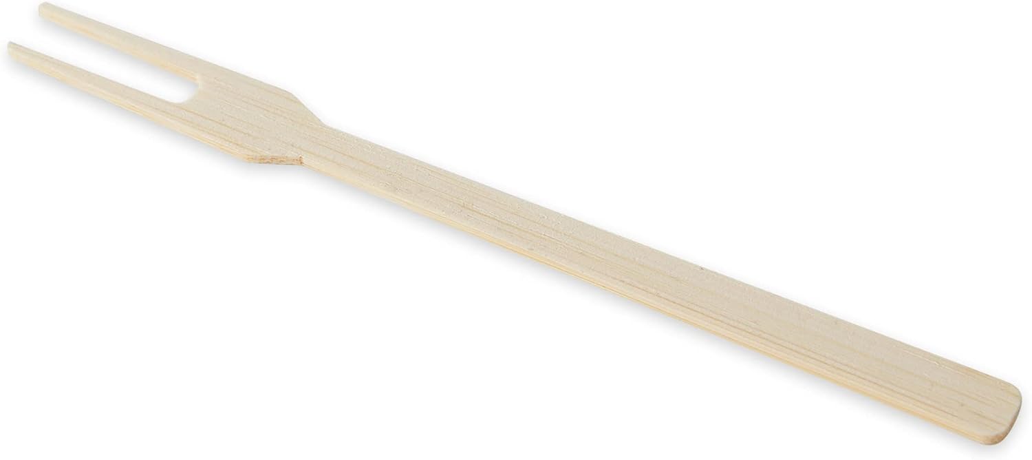 RSVP International Compostable Bamboo Serving & Cocktail Picks, Appetizer Fork, 50-Count, 6"