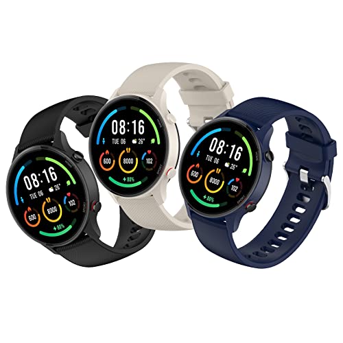 SenMore 3 Piezas Correa para Xiaomi Mi Watch/Watch S1/S1 Active/Color Sport, 22mm Ajustable Correa Deportiva de Silicona
