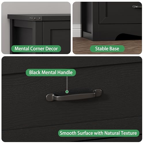 Image of Dresser for Bedroom with 7 Drawers, 48 inch Wide Modern Chest of Drawers with Deep Drawers & Mental Handle, Wood Dresser TV Stand, Wooden Closet Storage Organizer for Living Room, Hallway, Entryway, Black