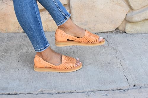 Macarena Collection Sandals women Huarache Sandal Colorful Leather Mexican Style Color Tan 1234