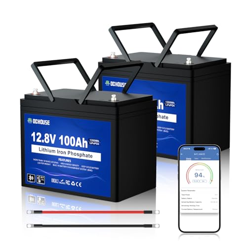 DC HOUSE 12V 400Ah Lithium LiFePO4 Deep Cycle Battery, Low Temp Cut Off, 5120Wh Energy Max. Built-in 200A BMS for RV, Solar, Home Energy Storage, Marine Trolling Motor, Boat, Golf Carts (2 Pack 200AH)