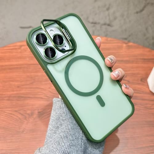 Coque rigide iPhone 15 Pro vert foncé polycarbonate mat avec dragonne poignet