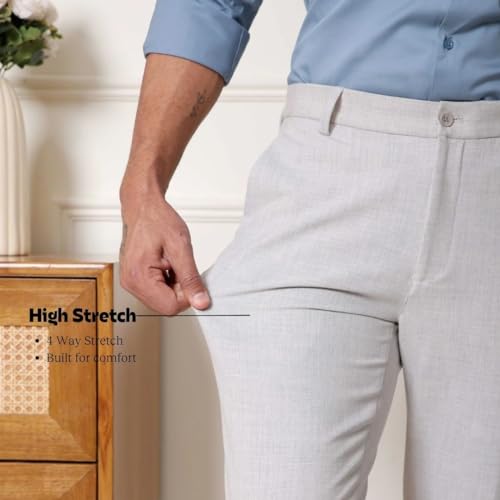 Image of SUBTRACT Slim-Fit Stretchable Lycra Formal Pants for Men with Flexible Waistband | Stylish Men's Wear Trousers for Office or Party |Dress Trouser Pant