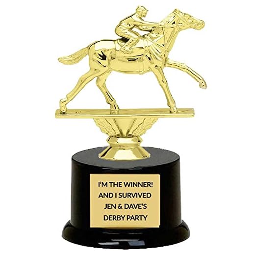 Derby Race Horse Trophy, Customize Engraving, Gold Jockey on Kentucky Horse Figure, Derby Winner Award