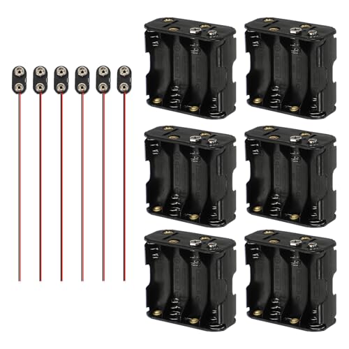 QUARKZMAN 6 Piezas Portapilas para 8 Pilas AA Portapilas Negro Y Rojo