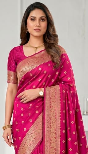 Image of C J Enterprise Women's Banarasi Saree Pure Kanjivaram Style Silk Saree With Blouse Piece for Wedding (Pari-160)