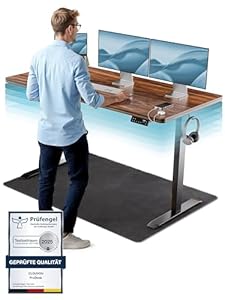 CLOUVOU ProDesk Höhenverstellbarer Schreibtisch 140x70 Elektrische Smart Steuerung, Memory Funktion, Kabelmanagement | Stufenlose Höhenverstellung 72-120cm (Metall Schwarz/Holz Braun)