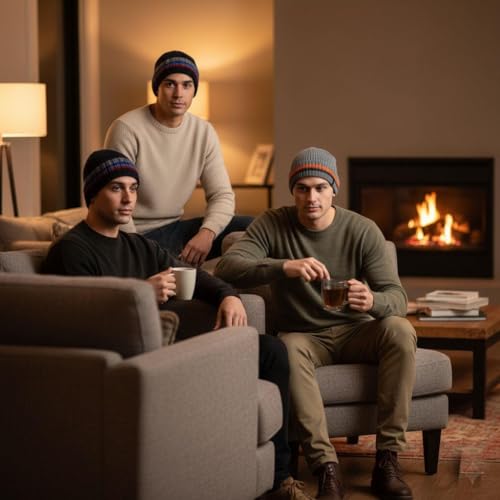 Chapeau stripe beanie pour stopper le vent d'hiver avec style grâce à sa maille extensible - 2