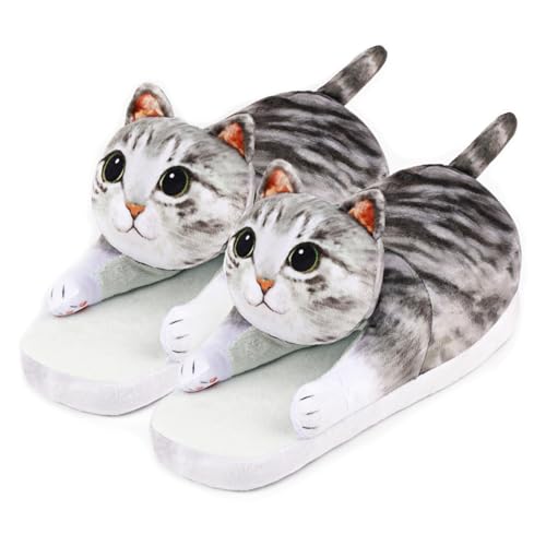 Pantoufles chat pelucheux pour femme : chausson d'intérieur mignon