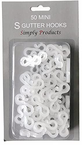 Clear Gutter Hooks for Outdoor Lights, Christmas Light Clips, Mini Weatherproof Plastic Outdoor Light Hooks, Clear S Clips for Christmas Decorations Fairy Lights, String/Rope Lights (Pack of 50)