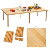 Zupemo 60'x30' Boho Wooden Picnic Table, Portable Outdoor Low Picnic Table with Adjustable Legs 13'...