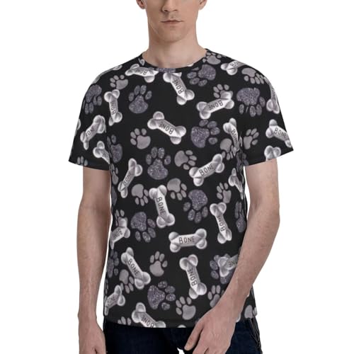 Herren-T-Shirt, Rundhalsausschnitt, Hundewelpe, Pfotenabdruck, kurze Ärmel, normale Passform, lässig...